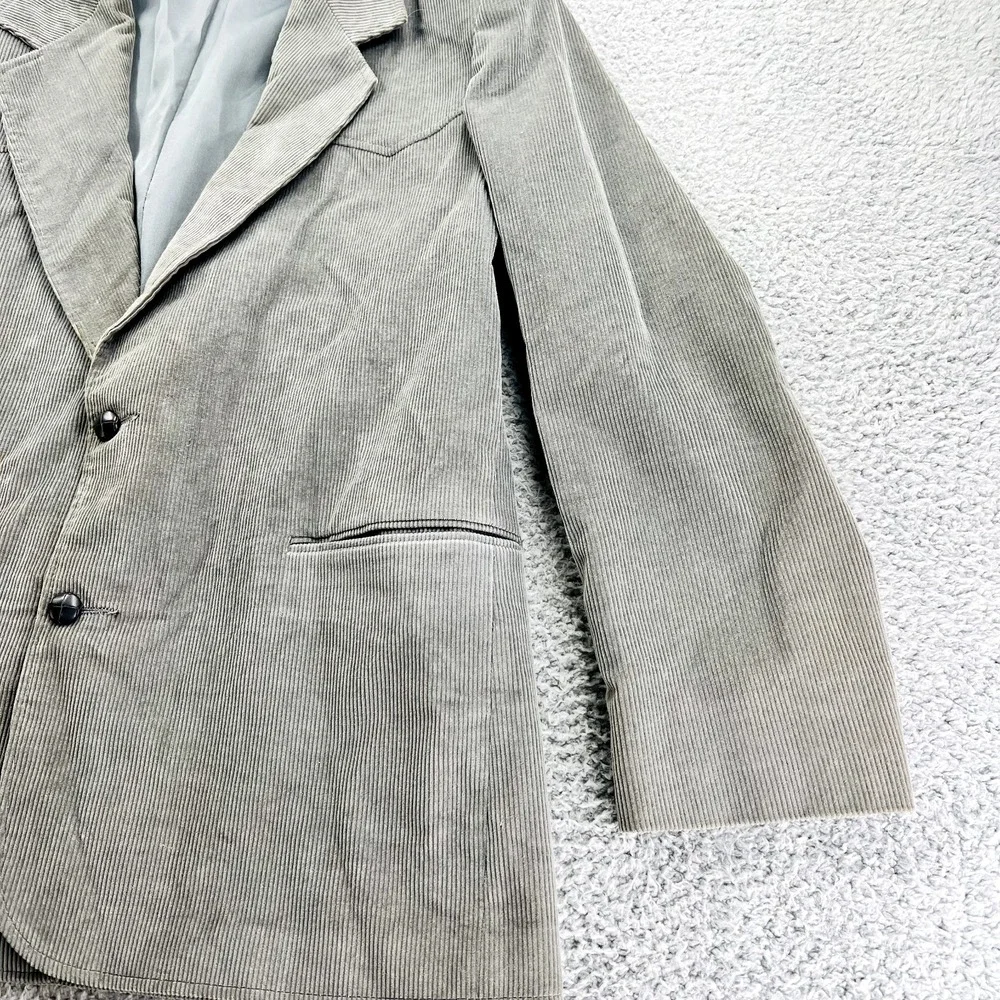 Vintage Pioneer Wear Blazer Mens 48 Corduroy Gray Jacket Sport Coat